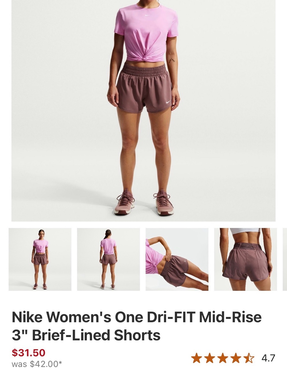 Nike Women's Athletic Running Shorts - Rose Mauve